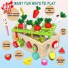 Colorful Educational Wooden Farm Fishing Shape Matching Car Toys For Kids