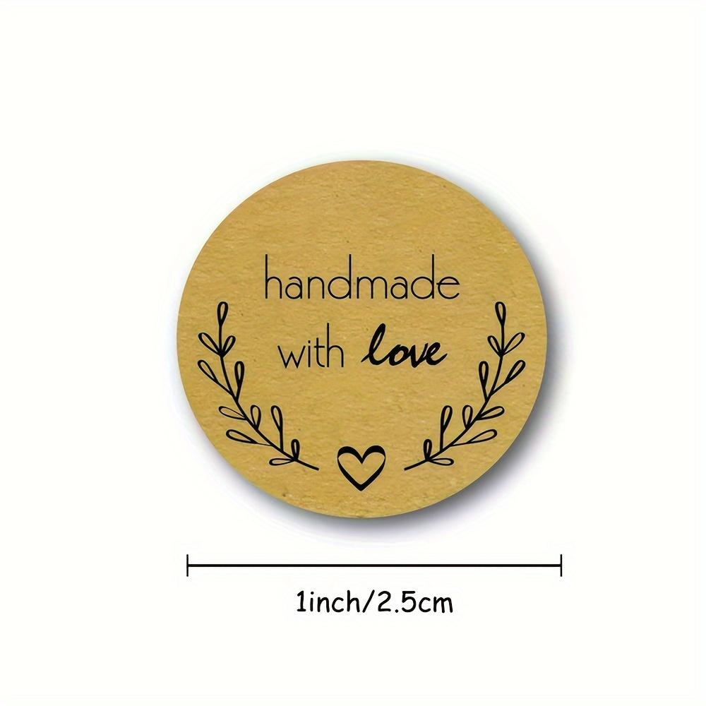 Brown Kraft Paper Stickers for Scrapbooking, Gift Stationery Labels, Handmade with Love, Thank You Stickers.