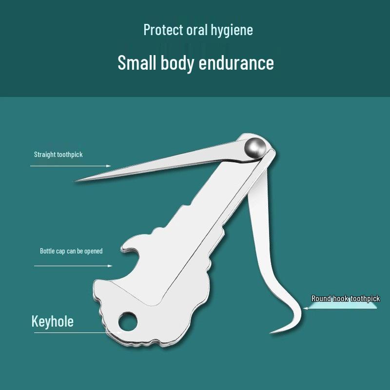 

Многофункциональная зубочистка из нержавеющей стали с крючком и открывалкой для бутылок