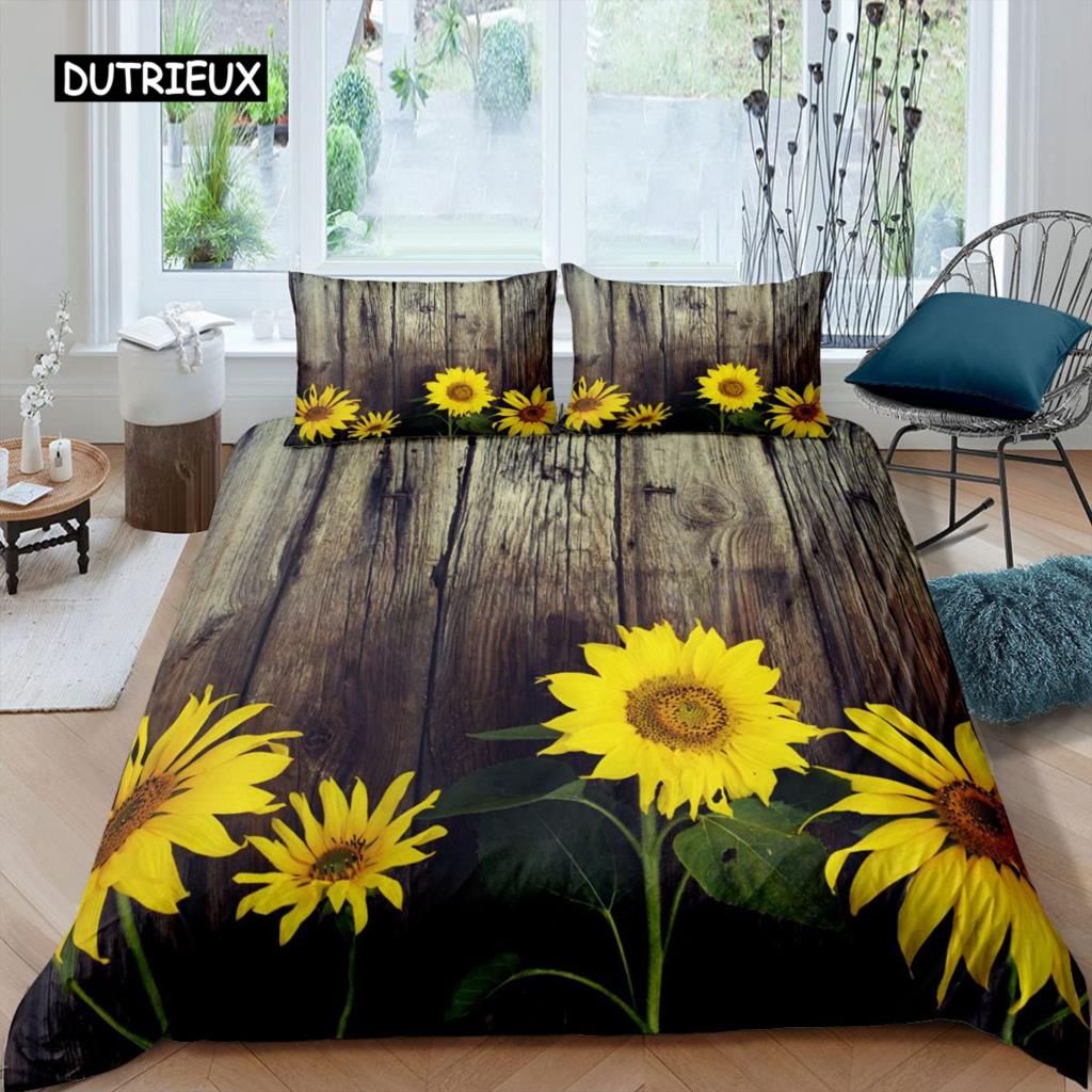 Set Copripiumino Porta Fienile in Legno Misura King Occidentale Set Biancheria da Letto Rustico Asse di Legno Stile Fattoria Country Poliestere