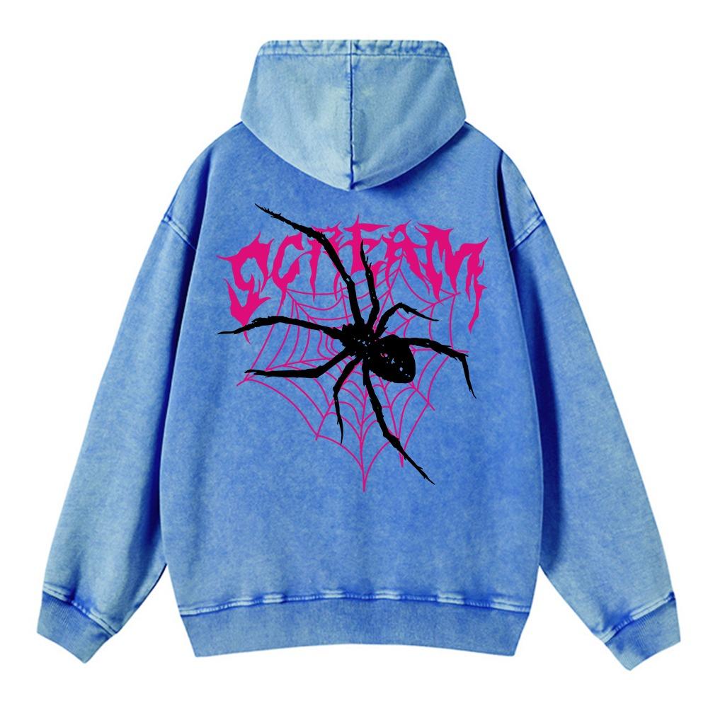 Móda Dámská Praná Mikina Scream Pavouci Pavučiny Potisk Topy Teplá Bavlna Oversize Pulovr Pár Oblečení