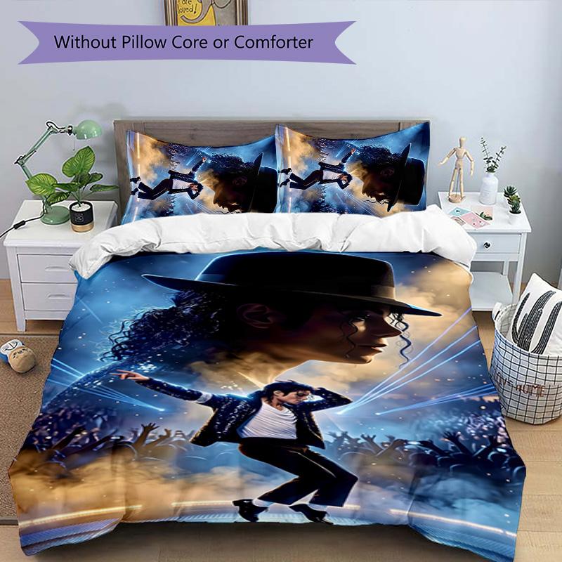 3pcs Michael Jackson Design Cover Set - HD Printed Bedding with 1 Cover and 2 Pillowcases - Perfect for Home and Dorm Decor