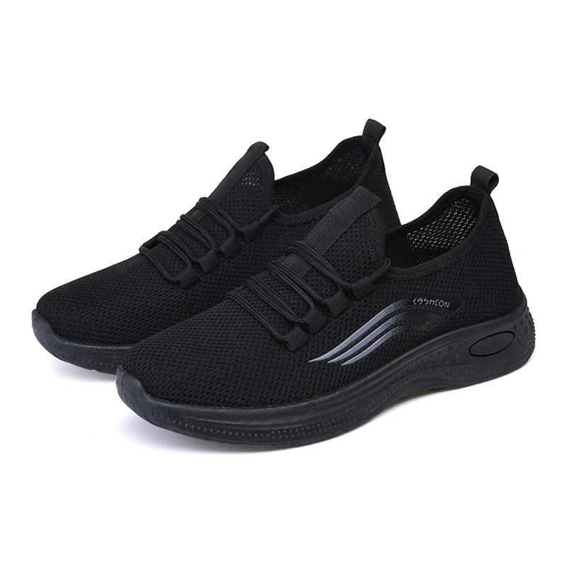 Damen Rutschfeste Weiche Sohle Netzschuhe, Atmungsaktiv Frühling/Herbst Schwarze Arbeitsschuhe