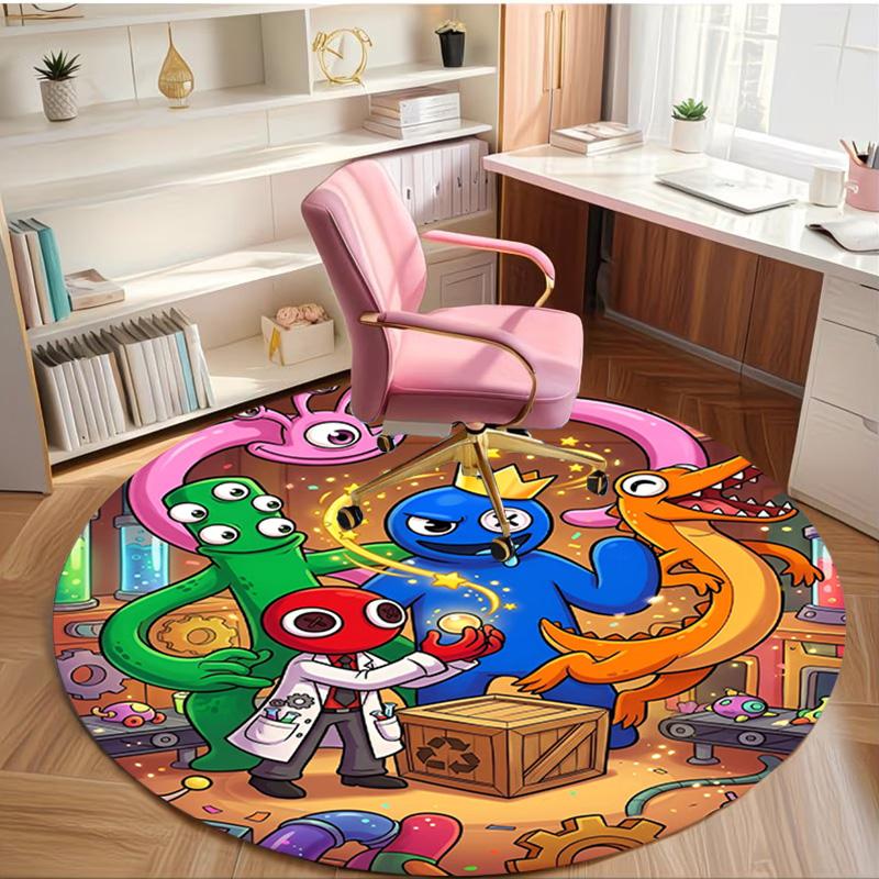 Game Rainbow Friends Print Round Rug, Washable Floor Carpet, For Entryway Dorm Laundry Room Office Study, Home Decor Birthday Christmas Gift