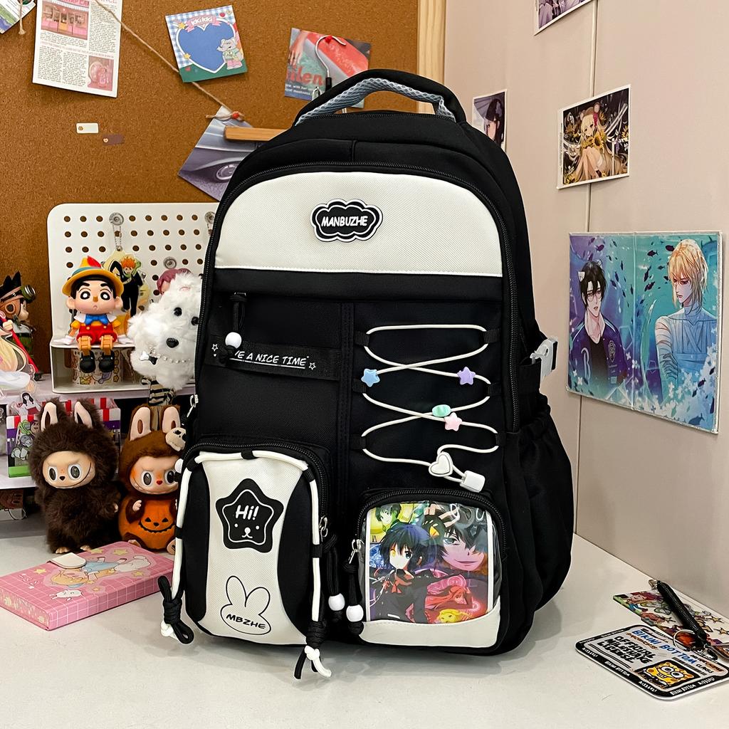 High-value Schoolbag for Girls, Cute for Junior High School Students, Japanese Transparent Pain Bag, Large-capacity Backpack, Student Backpack.