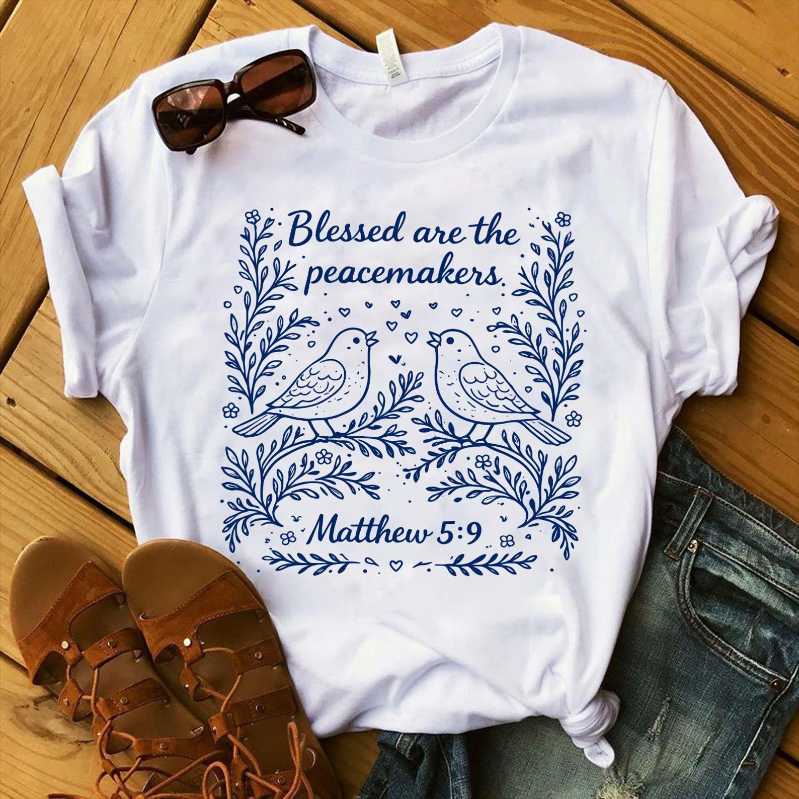 Blessed Are the Peacemakers T-Shirt | Pope Leo Anti-War Progressive Christian 2XL