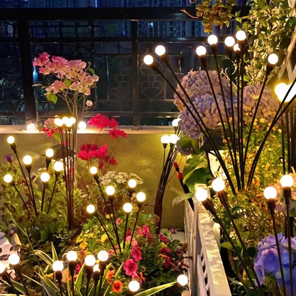 10 LED Solar Firefly Lawn Lights Outdoor Wind-Driven Garden Plug Lamp Decorative Ramadan Festival Lighting for Yard Pathway