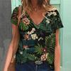 Plant and Flower 3D Printed Women's V-neck T-shirt Short Sleeve Top Harajuku Street T-shirt