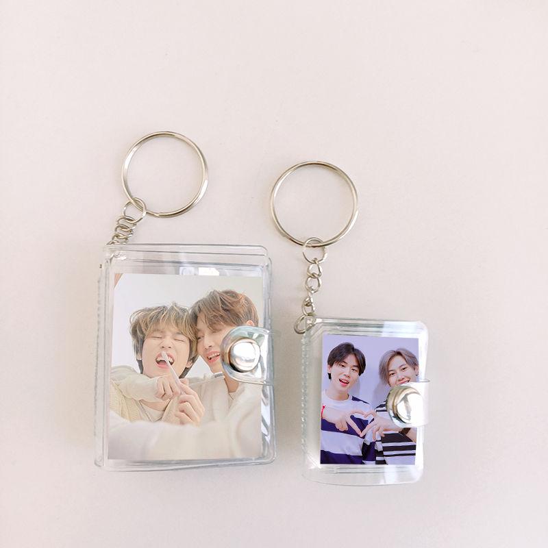 Mini Photocard Holder Transparent 16 Pockets Photo Album Keychain Idol Kpop Photocard Holder Binder Photocards Collector Book