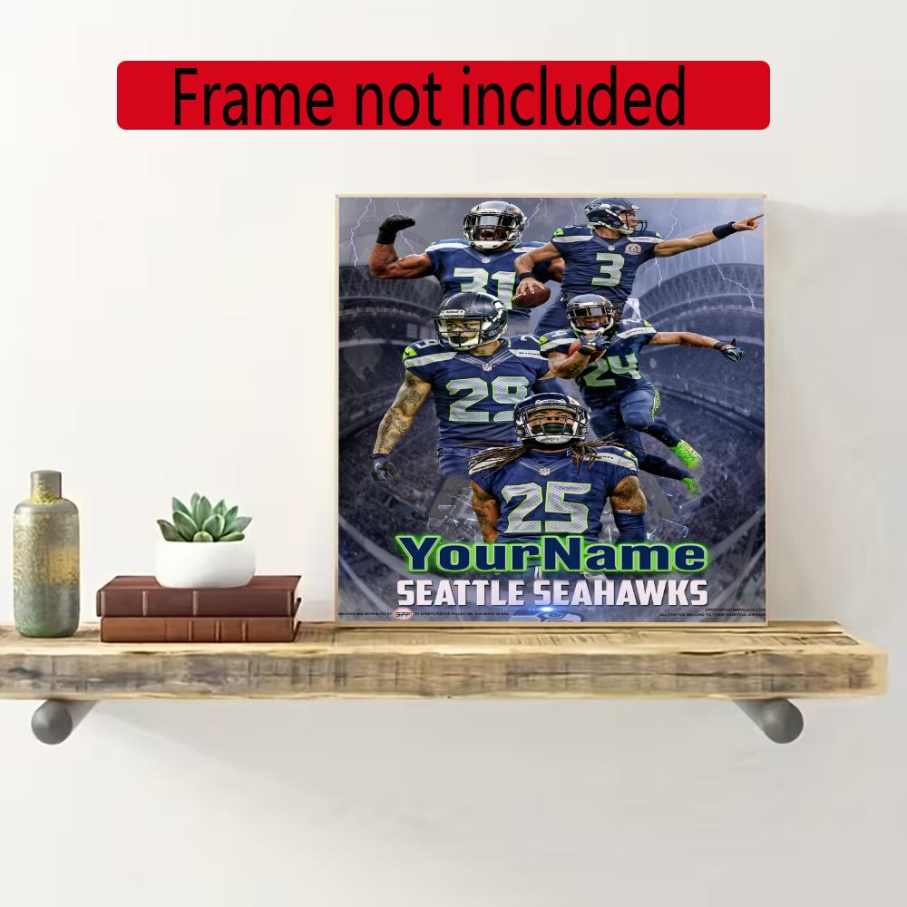 Seattle Seahawks Customize Text Diamond Painting Round Diamond Mosaic Suitable For Beginners Diamond Painting Rhinestones Gift Frameless