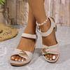 Women's Wide Width Platform Sandals, Single Buckle Wedge Heels, Wholesale Summer Slides for Women