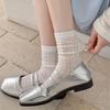 Socks Women'S Summer Thin Cotton Mesh Mid-Tube Stacked Socks Mixed Color With One-Size-Size Ordinary Casual Socks