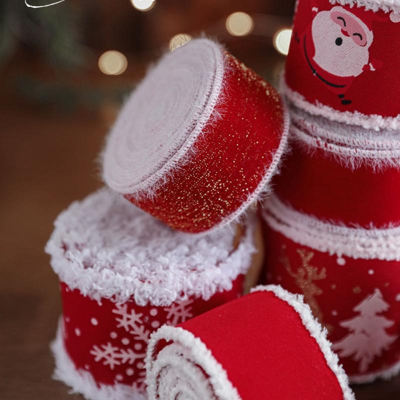 2M Christmas Ribbon Red Pink Series Ribbons For Xmas Decoration Diy Craft Supplies Gift Decoration Box Packaging Ribbon