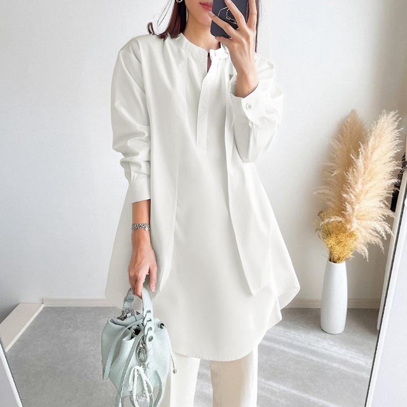 ZANZEA Women Casual Round Neck Solid Color Long Sleeve Loose Blouse