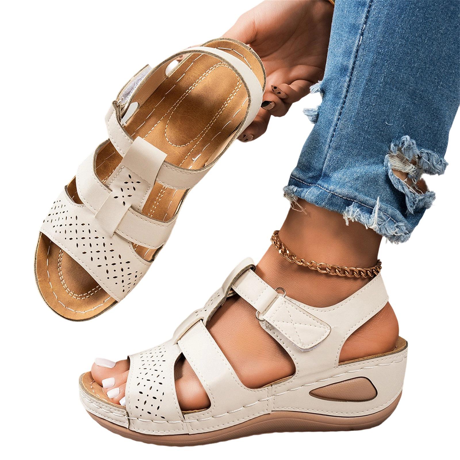 

Women s Fashionable Casual Plus-Size Sandals with Hook-and-Loop Closure and Cut-Out Design 43 білий