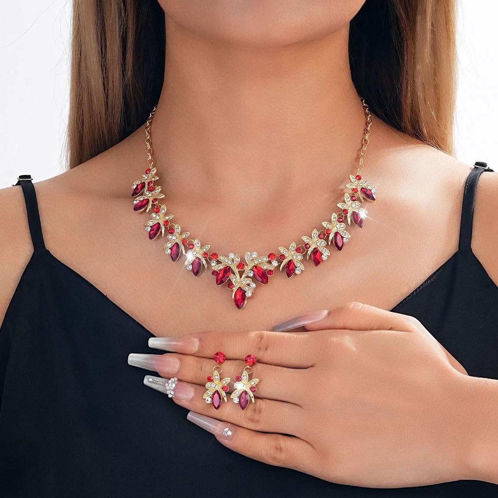 Bridal Wedding Dress Evening Dress Necklace Earrings Two-piece Set with Accessories Collarbone Chain Women's Fashion Jewelry Set
