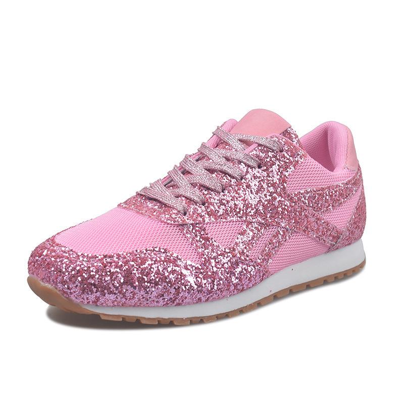 Ladies Platform Sneakers with Muffin Sequins and Rhinestones