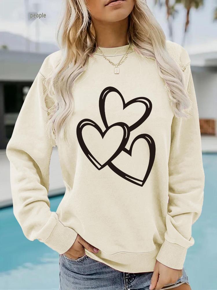 Womens Long Sleeve Pullover Sweatshirt Autumn Winter Fashion Valentines Day