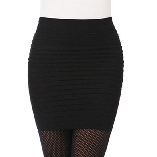 Women's Sexy Pleated Stretch Seamless Bodycon Mini Skirt Short Pencil Dress