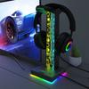 Desktop Gaming Headset Hanger Bracket RGB Headphone Holder Stand with 2 USB Charger Ports Earphone Rack For PUBG Computer Gamer