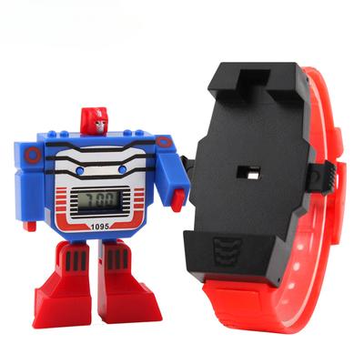 Reloj digital de moda para niños con fecha, relojes deportivos de dibujos animados para niños, relojes de pulsera con transformación de robot para niños