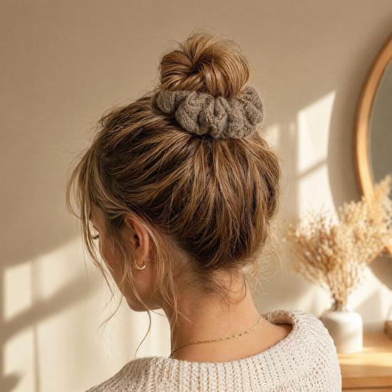 Women Hair Tie, Durable Wool Material Hair Rope, Pure Color Knitted Hair Band, Versatile Ponytail Holder Hair Accessory