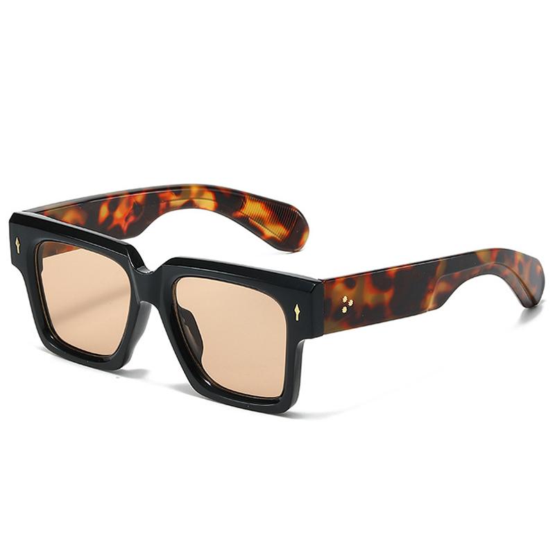 SO&EI Oversized Square Women Luxury Sunglasses Fashion Rivets Decoration Eyewear Shades UV400 Men Yellow Blue Sun Glasses