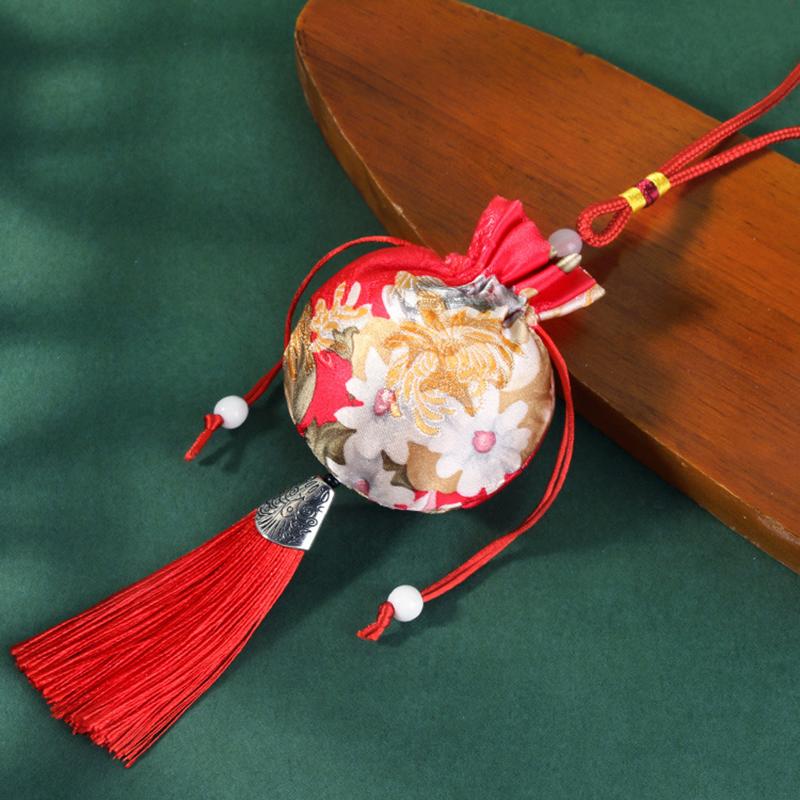 Čínský hedvábný styl brokátu vyšívaná taška výšivka sáček látkové pouzdra střapcový přívěsek stahovací šňůrkou taška na šperky dárkové tašky