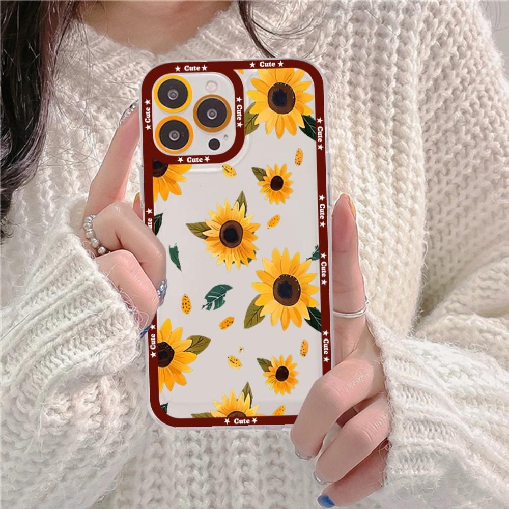 Beautiful Flower Sunflower Phone Case For iPhone 16 15 14 13 12 11 Pro Max XS X XR Mini Protective Cover