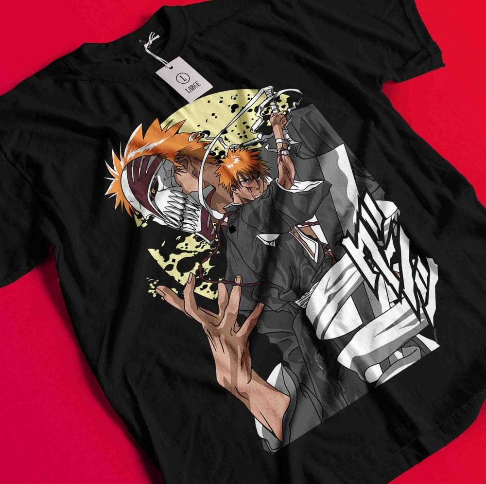 Bleach Anime Tshirt Ichigo Bankai T-Shirt Aizen Yhwach Tee Zaraki Kenpachi Shirt AA02
