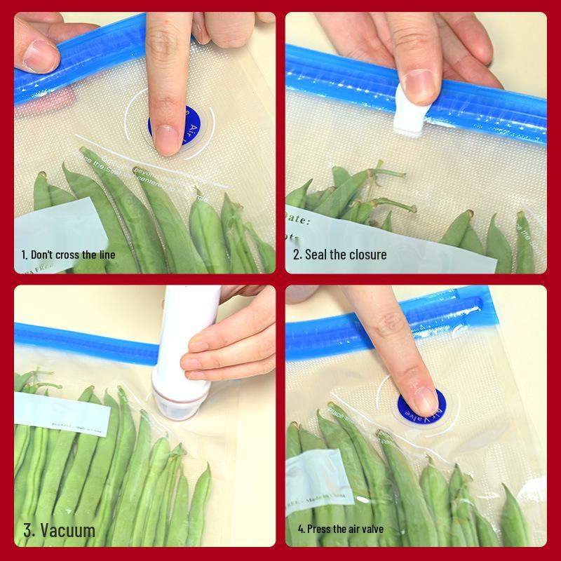 Patterned Zipper Seal Fresh-Keeping Vacuum Bag for Food Storage