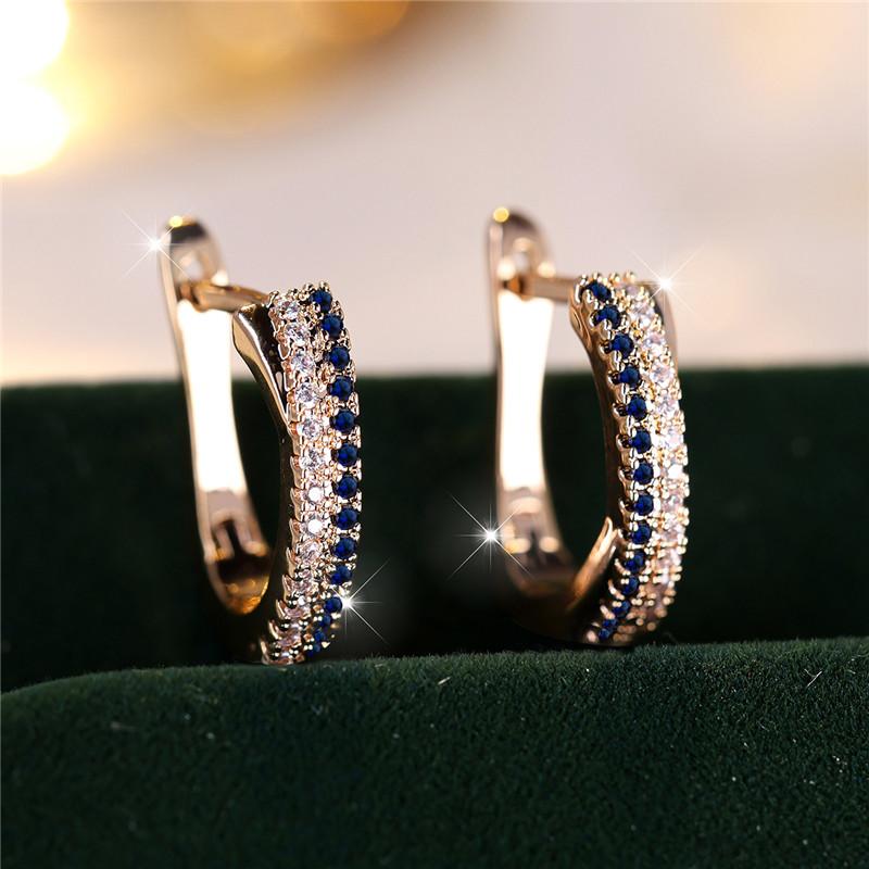 Luxury Female Red Zircon Stone Clip Earrings Charm Gold Color Wedding Jewelry For Women