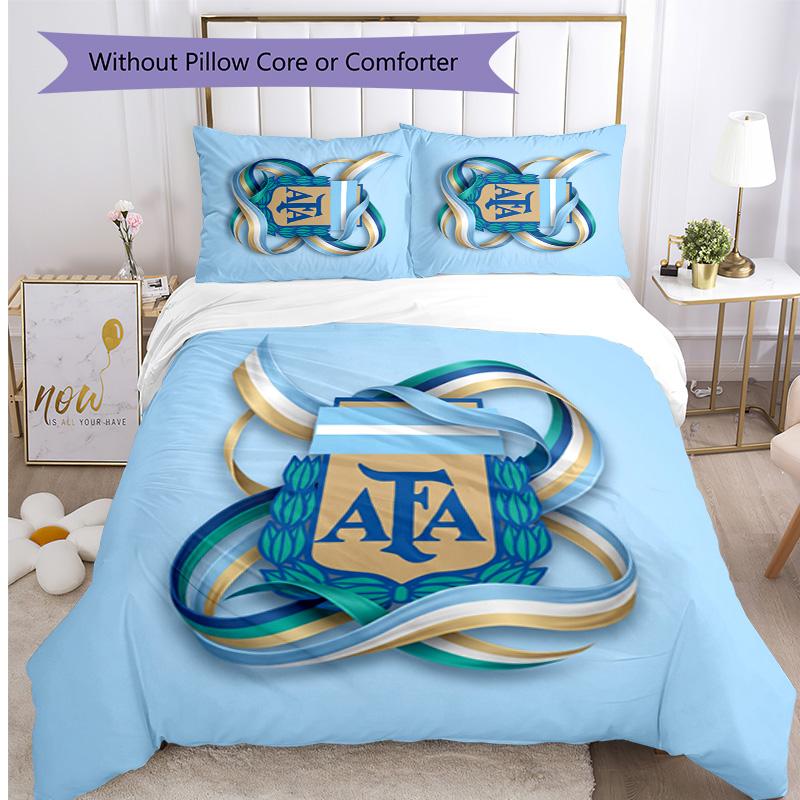 Set Biancheria da Letto Stampata Calcio Argentina 3 Pezzi Copriletto Traspirante Accogliente come Regalo per Inaugurazione Casa o Festa