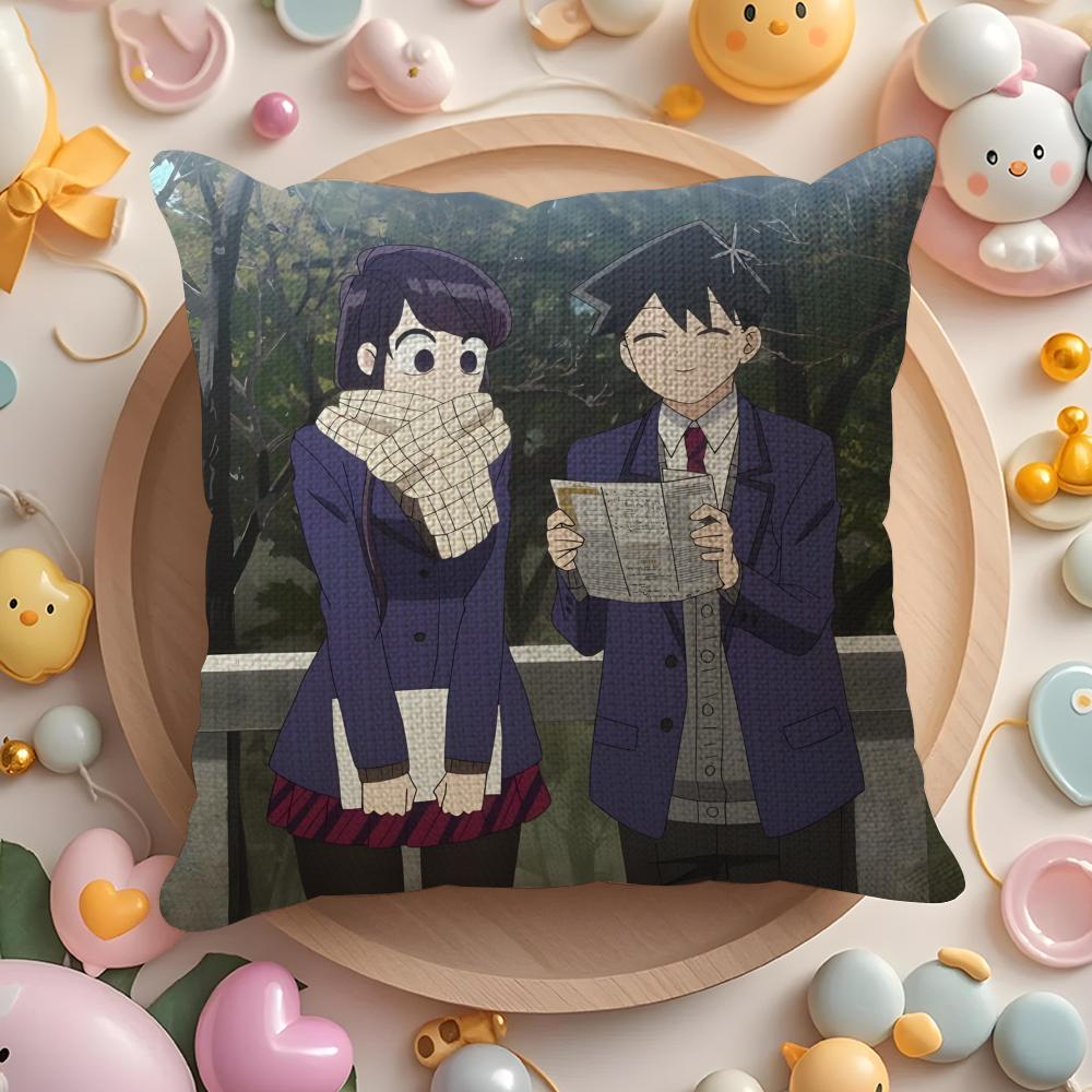 KKomi Cant Communicate Anime Cartoon Pillow Case Pattern Printed Pillowcase for Living Room Sofa Cushion Cover  Bedroom Decor
