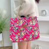 Zipper Floral Print Tote Bag Portable Mommy Bag Portable Canvas Lunch Bag  For Mom
