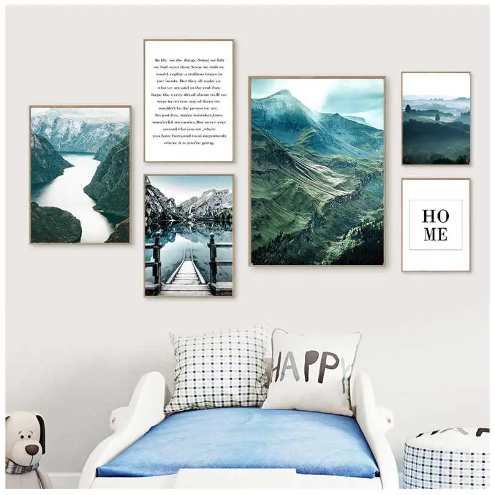 Print Painting Living Room Decoration Picture Scandinavian Dolomites Lake Nature Landscape Nordic Style Wall Art Canvas