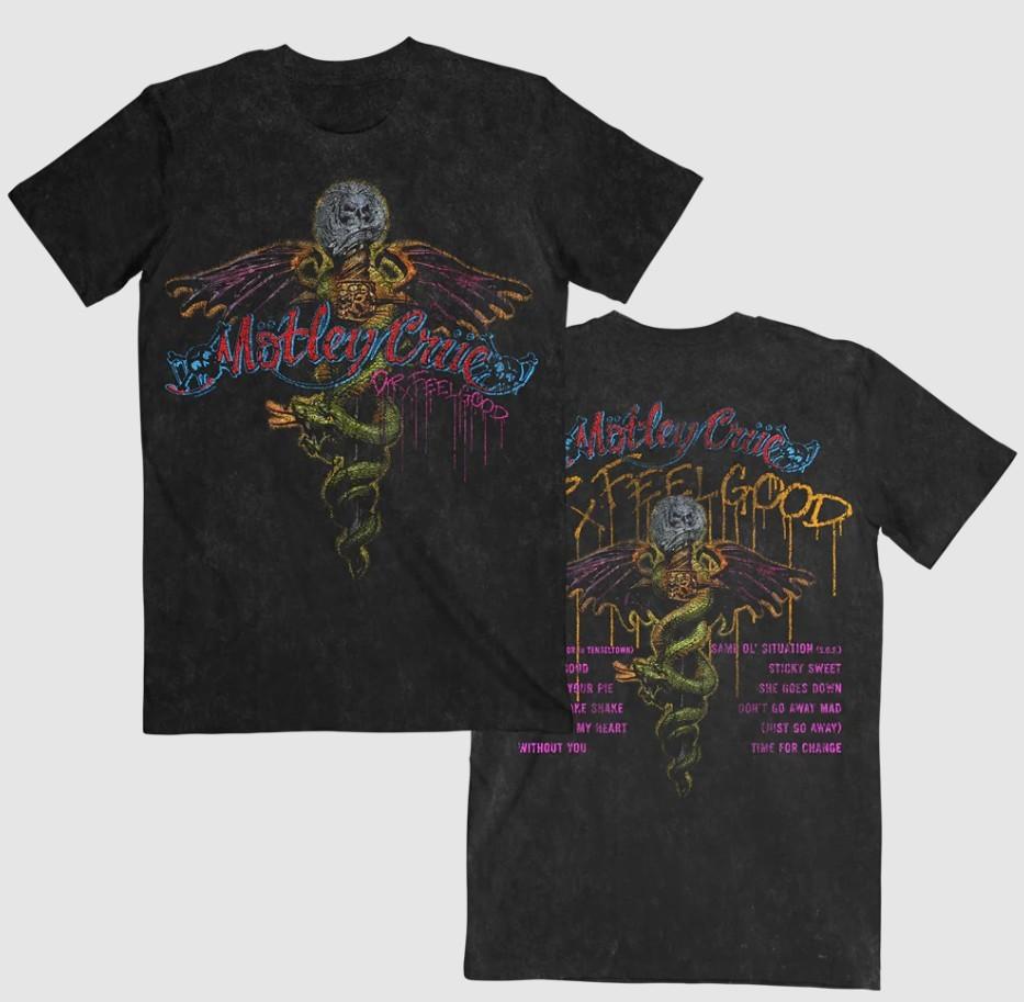 

Motley Crue Винтажный Доктор. Футболка с треклистом Feelgood Размеры S-5XL Comfort Colors Унисекс XXXXL