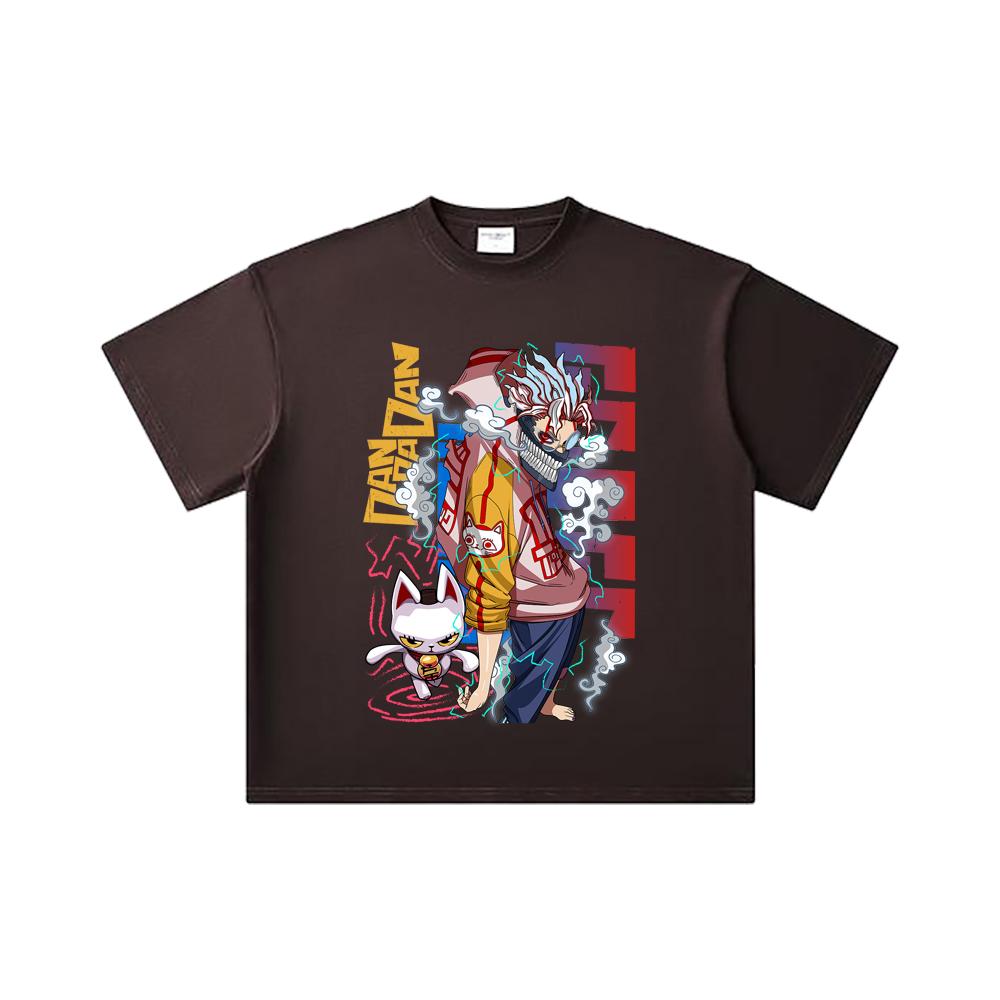 260 GSM Double Yarn 32 Count 100% Cotton Dandadan V25 Okarun Print Unisex Heavy Cotton T Shirt