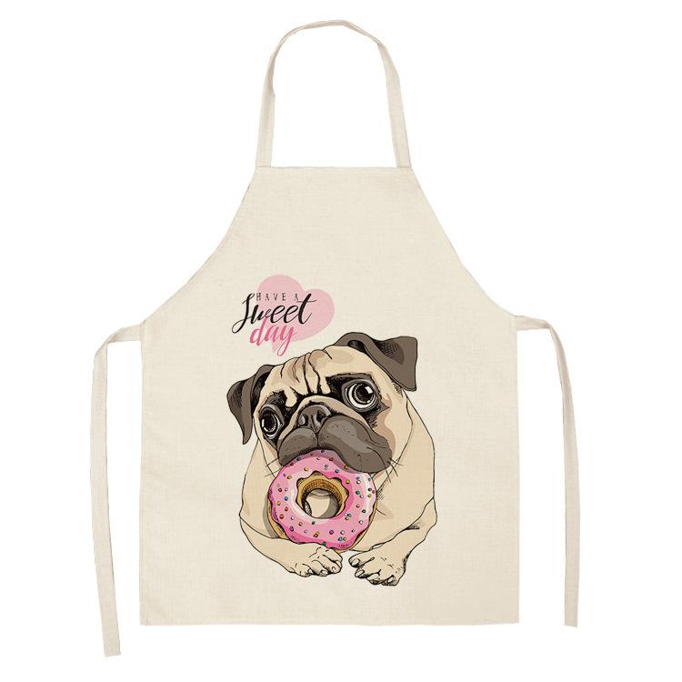 Hot Sale Cartoon Anime Pet Dog Dog Sleeveless Apron Drawing Graffiti Kitchen Anti-fouling Creative Linen Apron