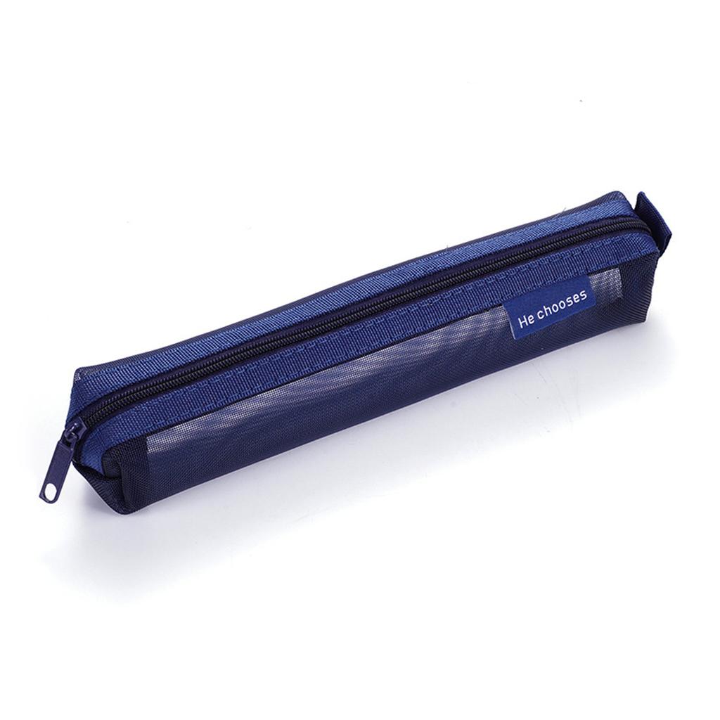 Transparent Mesh Pen Pouch Zippered Pen Holder Multi-Purpose Stationery Pencil Case Bag Large Capacity Pencil Bag For Student