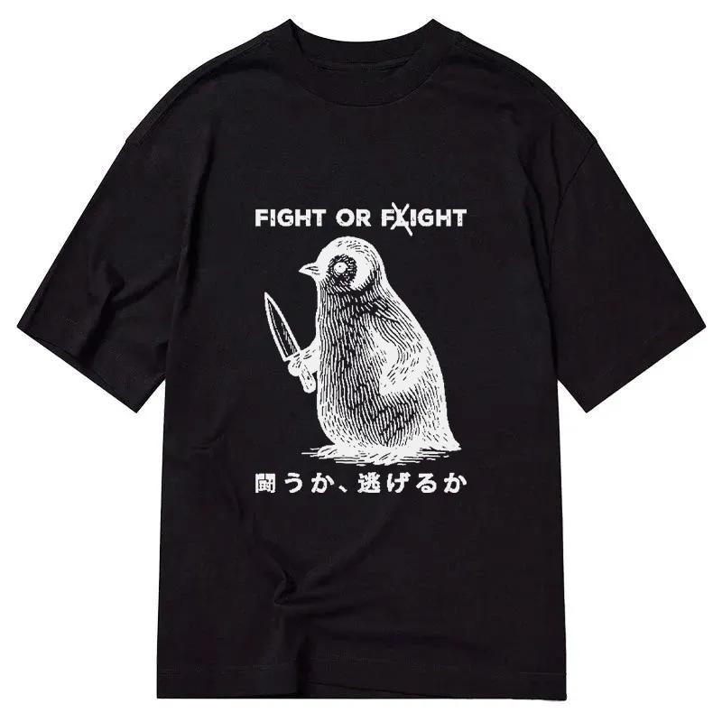 

Funny Fight or Flight Printed Cotton T-shirt Summer Men s and Women s New Clothing Fashion High Quality T-shirt Street Wear -... S