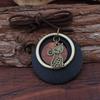 Leather Chain Wooden Pendant Necklace Boho Clothing Pendant Vintage Necklace  for Women Men
