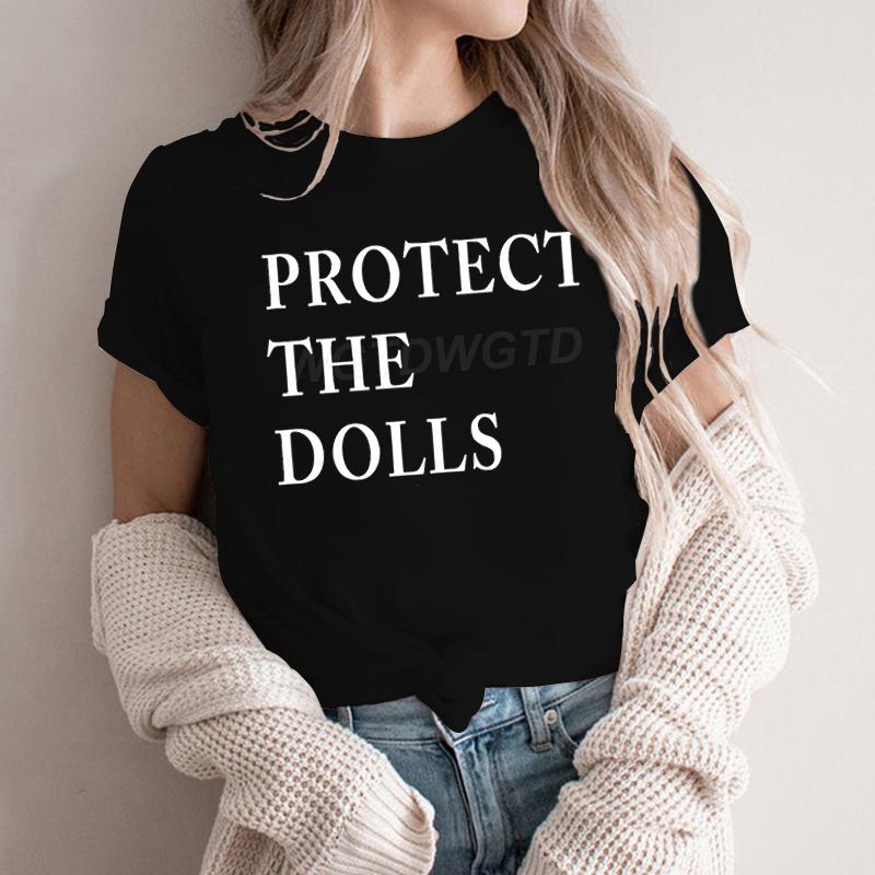 Lustige Protect The Dolls T-Shirts Unisex Damen Mode Lässige Tops Streetwear Freizeitkleidung Protect The Dolls Spruch Unisex T-Shirt