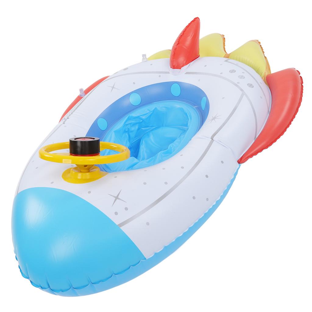 Inflatable Spaceship Pool Float with Steering Wheel Multifunctional Swimming Raft for Kids of 1 to 5 Years Old