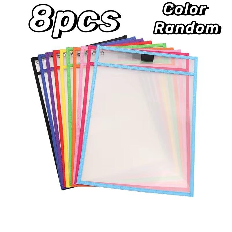 2-10pcs Document Storage Bag Reusable Waterproof Clear Color Random File Folder Dry Wiping Kids Drawing Board for School Office