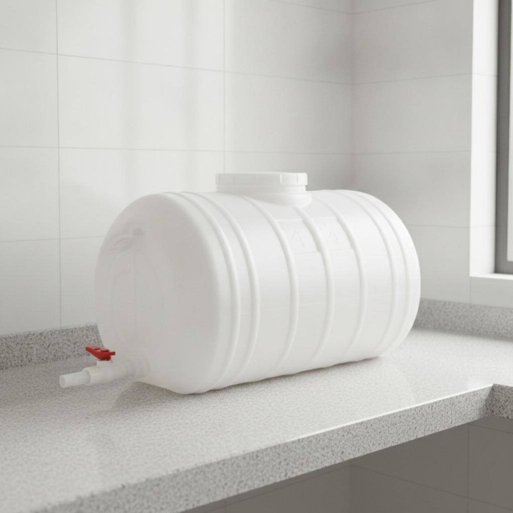 FoodGrade Barrel with Lid | Secure Lidded Opening, Food Grade Storage Barrel, for Utility Room White