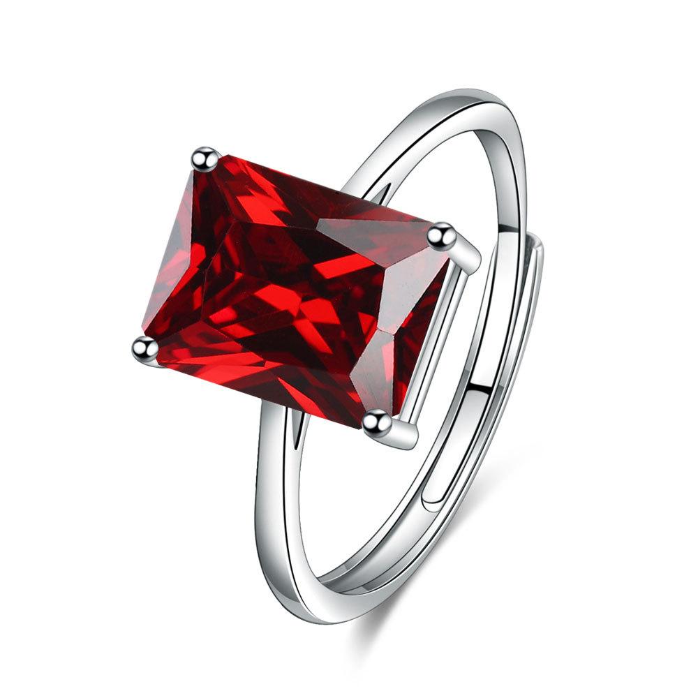 

European And American Romantic Fashion Rectangular Ring Women S Personality Square Ear Buckle Earrings Pendant Necklace Three-Piece Set