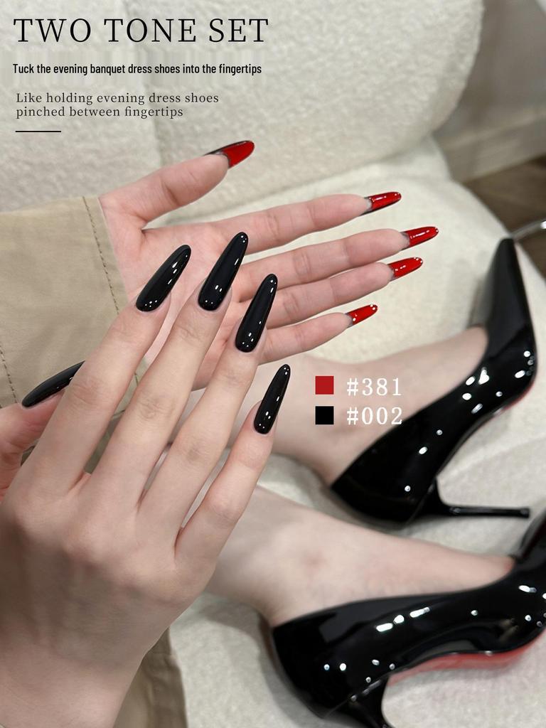 New 2025 Trendy Black & Red Nail Polish Gel for a Chic, High-End Hong Kong Style Look