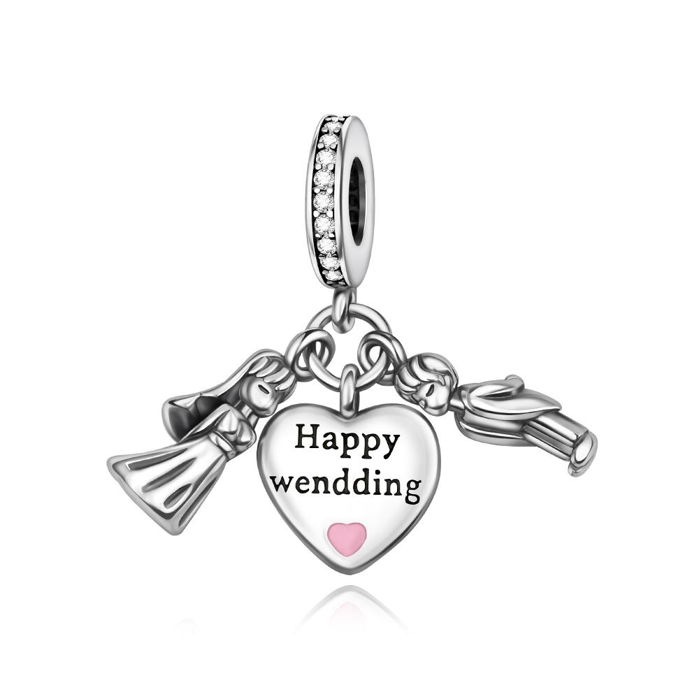 

Ahthen copper Bead Charms Happy loving couple Charm fit Snake Chain Bracelets Necklaces for Women Jewellery Making