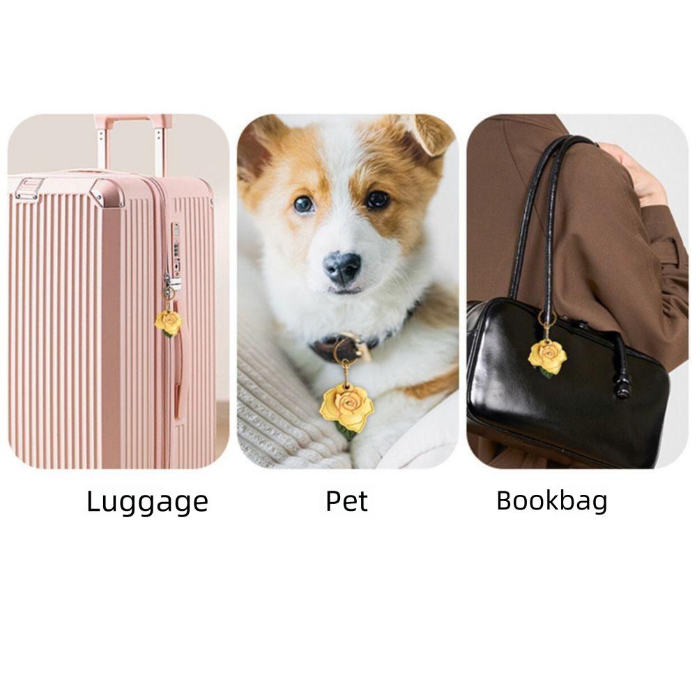 Metal Key Ring Access Card Protective Case PU Leather Flower Backpack Pendant  Valentine's Day gift